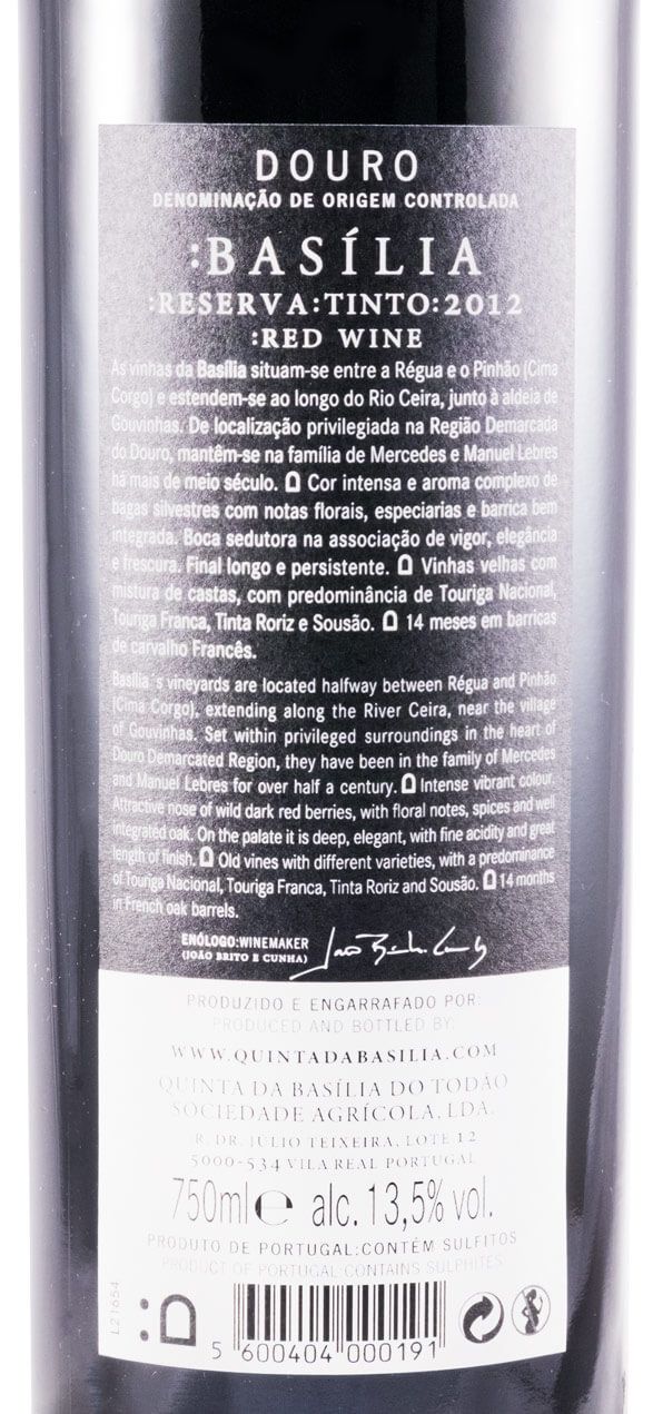 2012 Quinta da Basilia Reserva tinto