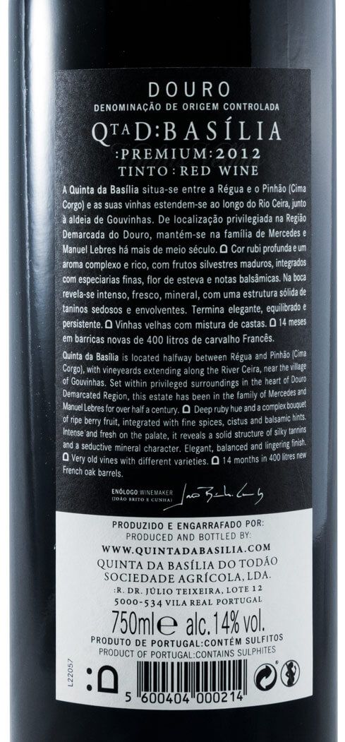 2012 Quinta da Basilia Premium Vinhas Velhas red