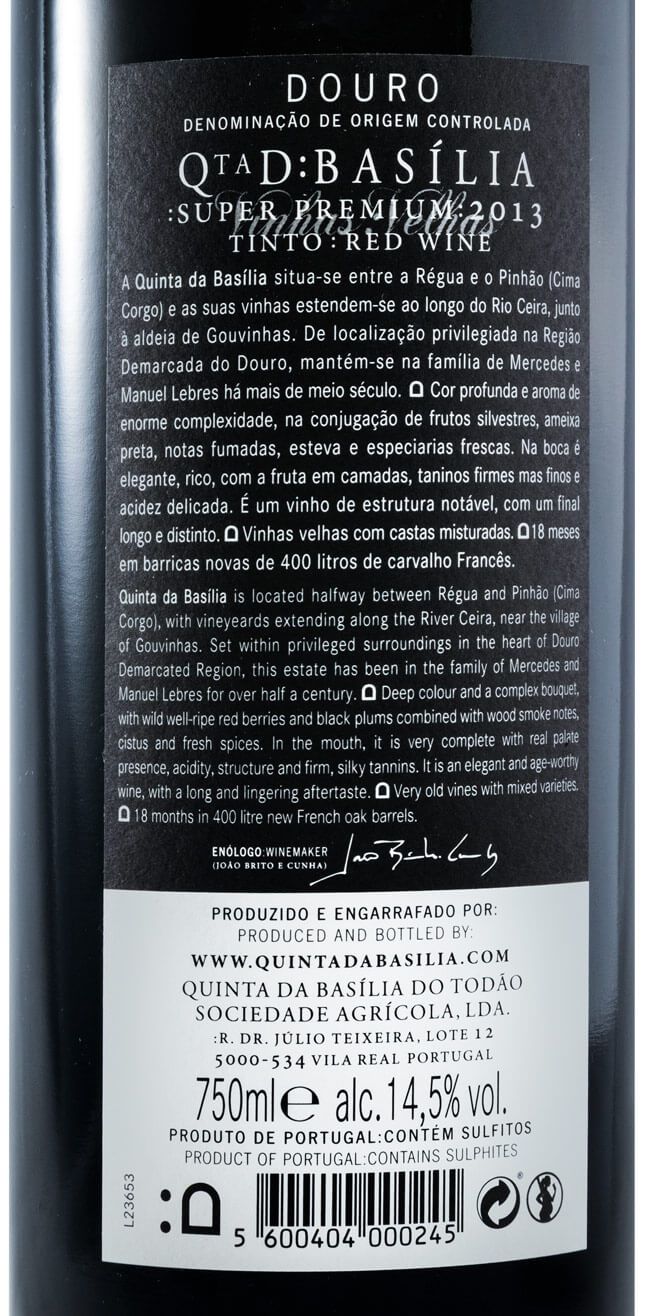 2013 Quinta da Basilia Super Premium Vinhas Velhas tinto