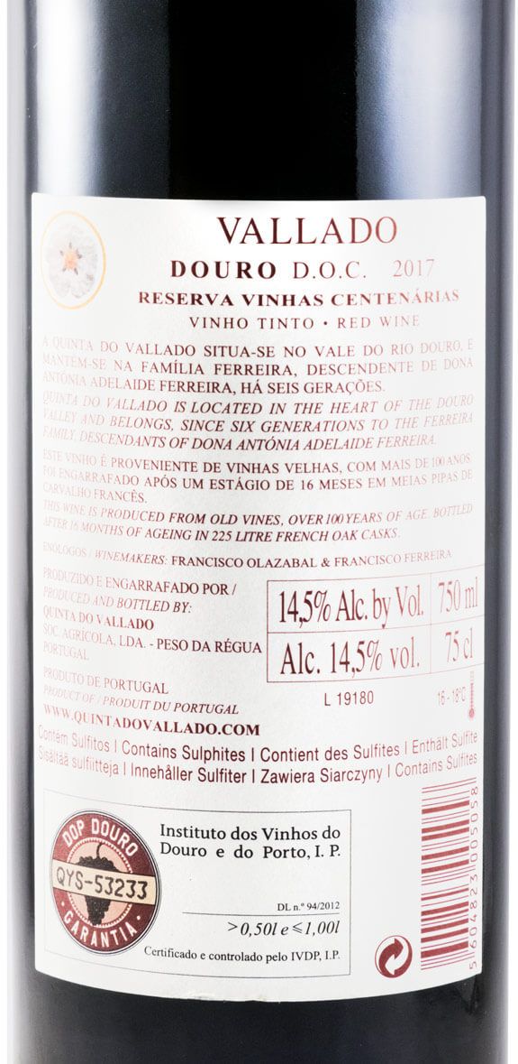 2017 Vallado Reserva tinto