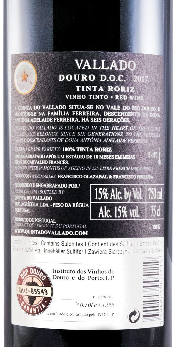 2017 Vallado Tinta Roriz red