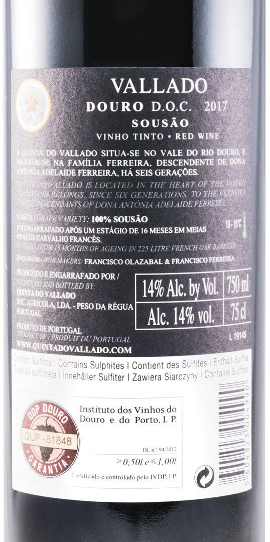 2017 Vallado Sousão tinto