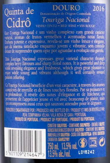 2016 Quinta de Cidrô Touriga Nacional tinto