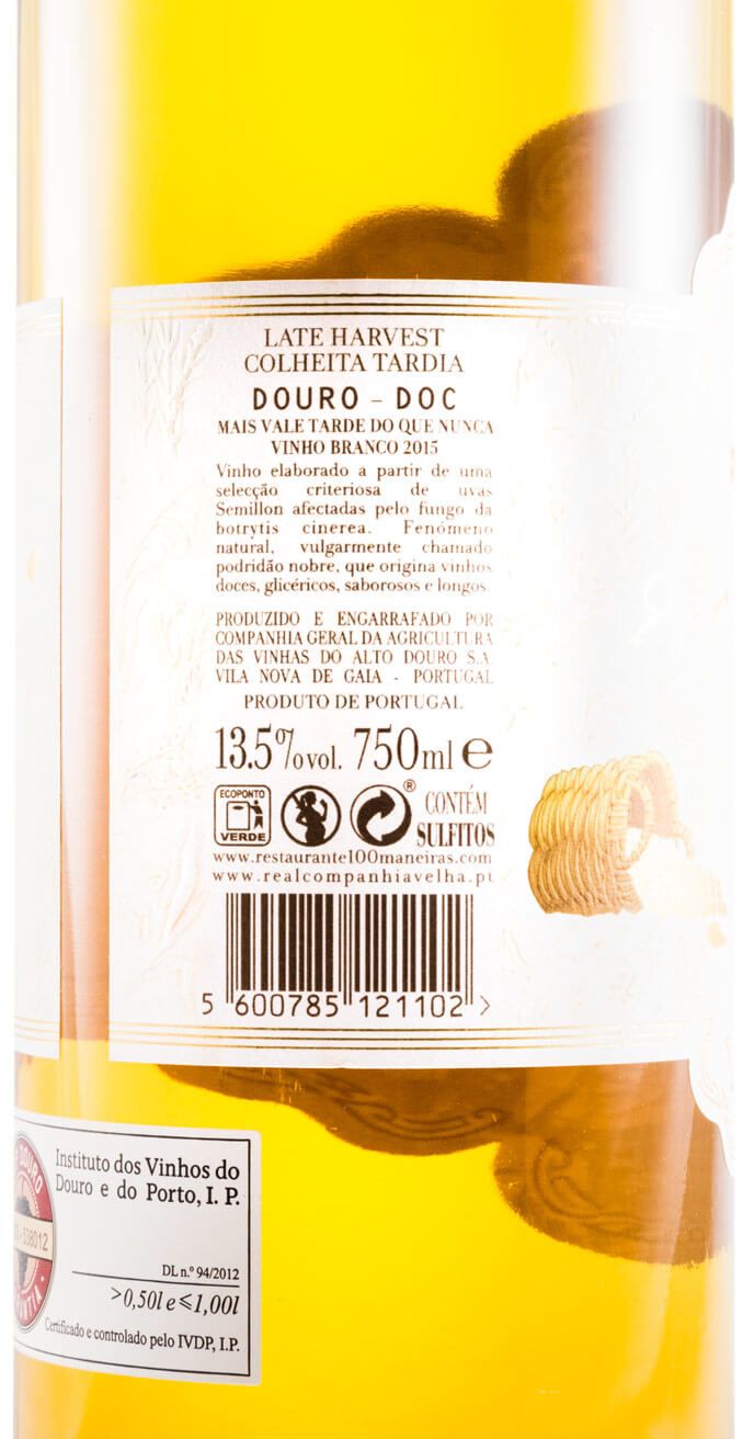 2015 Real Companhia Velha Mais Vale Tarde Que Nunca Colheita Tardia branco