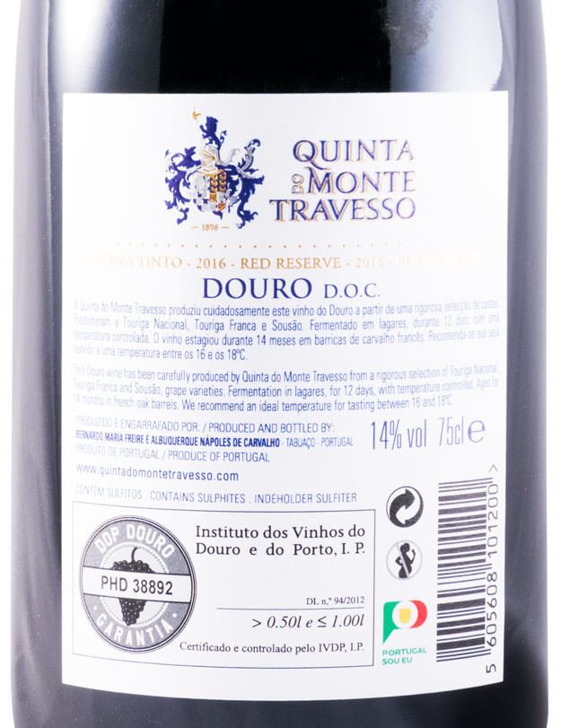2016 Quinta do Monte Travesso Reserva red