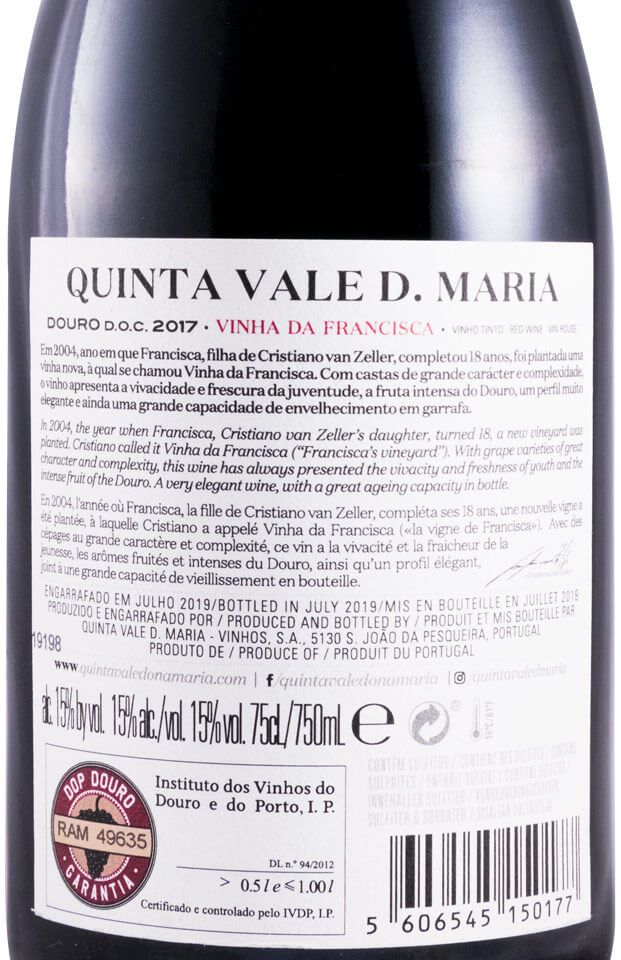 2017 Quinta Vale D. Maria Vinha da Francisca red