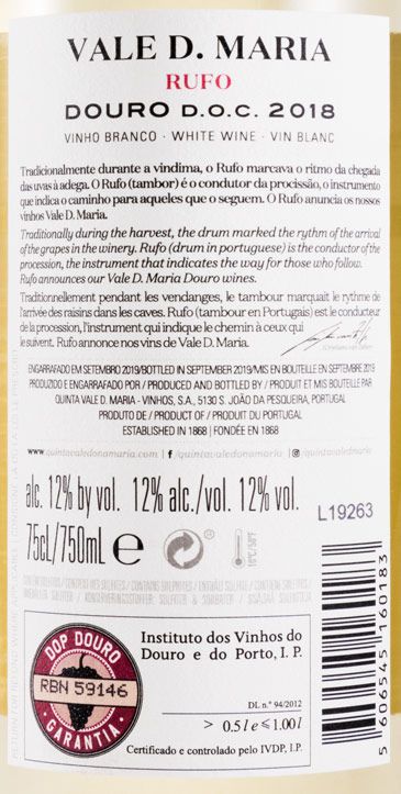 2018 Quinta Vale D. Maria Rufo branco