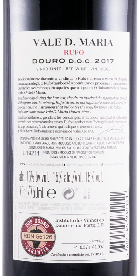 2017 Quinta Vale D. Maria Rufo red