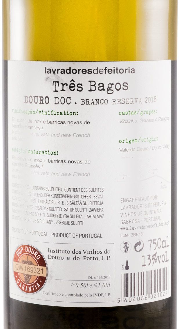 2018 Lavradores de Feitoria Três Bagos Reserva white