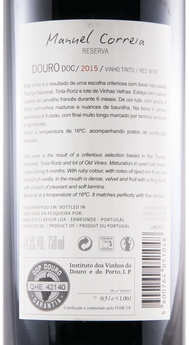 2015 Manuel Correia Reserva tinto