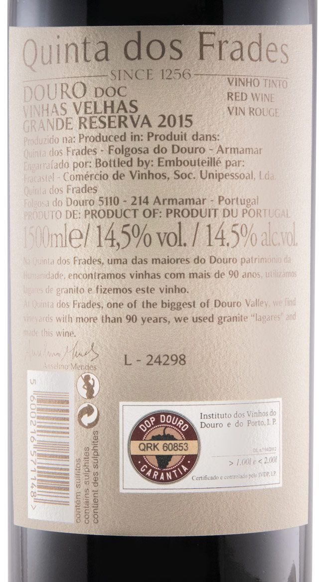 2015 Quinta dos Frades Grande Reserva Vinhas Velhas red 1.5L