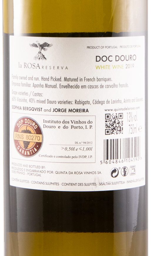 2019 La Rosa Reserva white