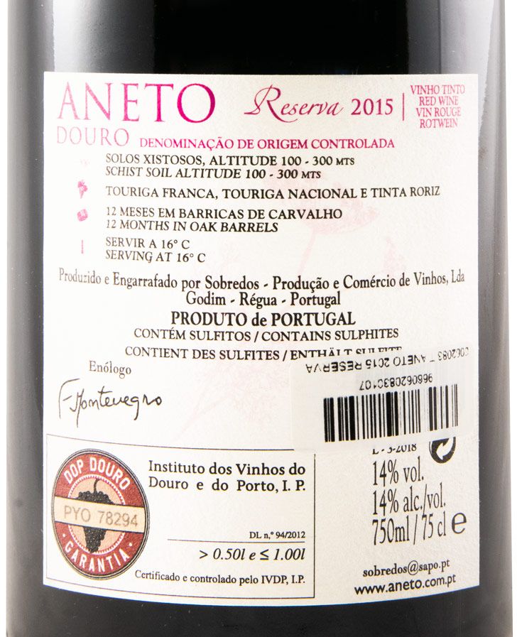 2015 Aneto Reserva tinto
