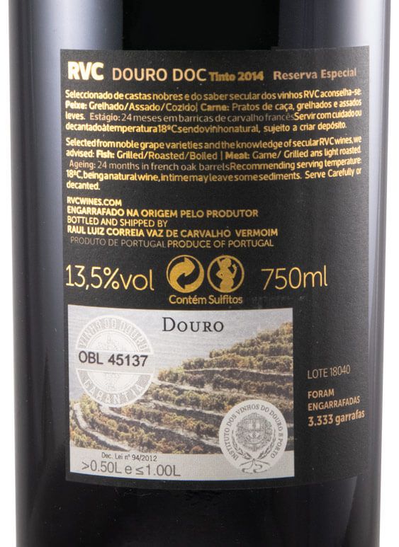 2014 Vaz de Carvalho Reserva Especial tinto