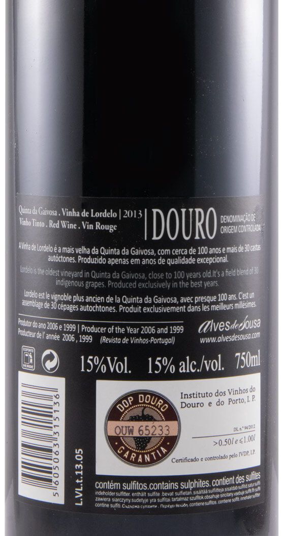 2013 Quinta da Gaivosa Vinha do Lordelo red