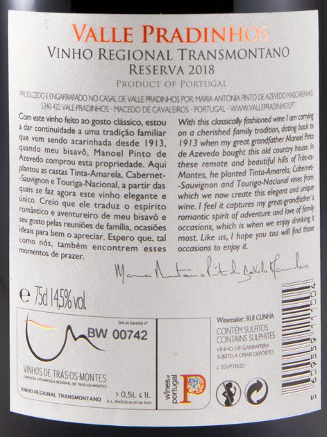 2018 Valle Pradinhos Reserva tinto