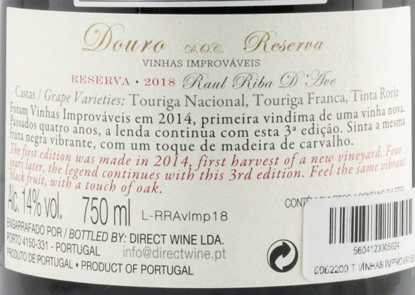 2018 Vinhas Improváveis Reserva red