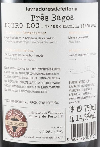 2015 Lavradores de Feitoria Três Bagos Grande Escolha red