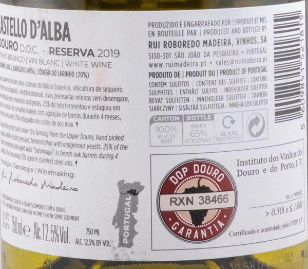 2019 Castello D'Alba Reserva branco