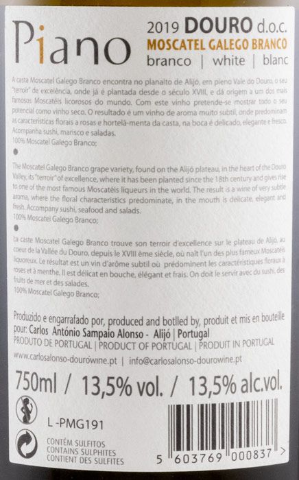 2019 Piano Moscatel Galego branco