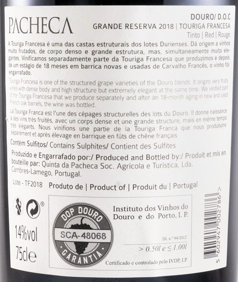 2018 Quinta da Pacheca Grande Reserva Touriga Francesa red