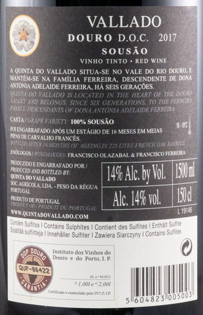 2017 Vallado Sousão tinto 1,5L