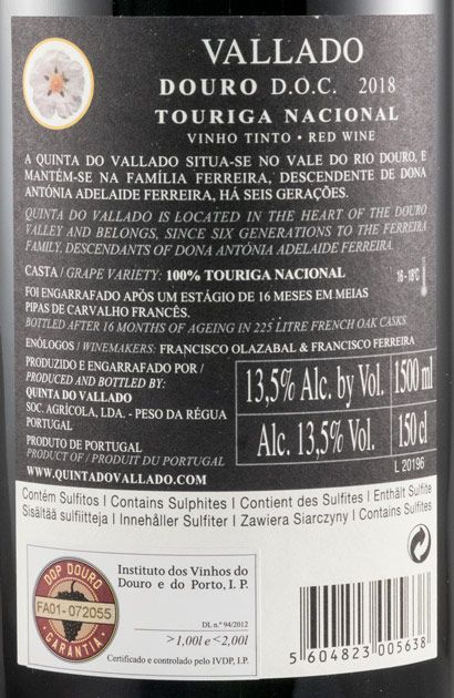 2018 Vallado Touriga Nacional tinto 1,5L