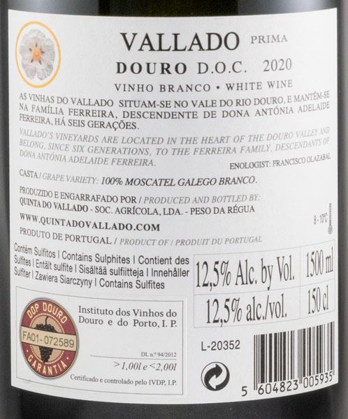 2020 Vallado Prima Moscatel Galego white 1.5L