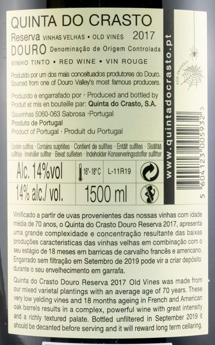 2017 Quinta do Crasto Vinhas Velhas Reserva tinto 1,5L