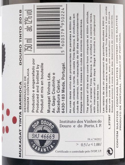 2018 Muxagat Tinta Barroca tinto
