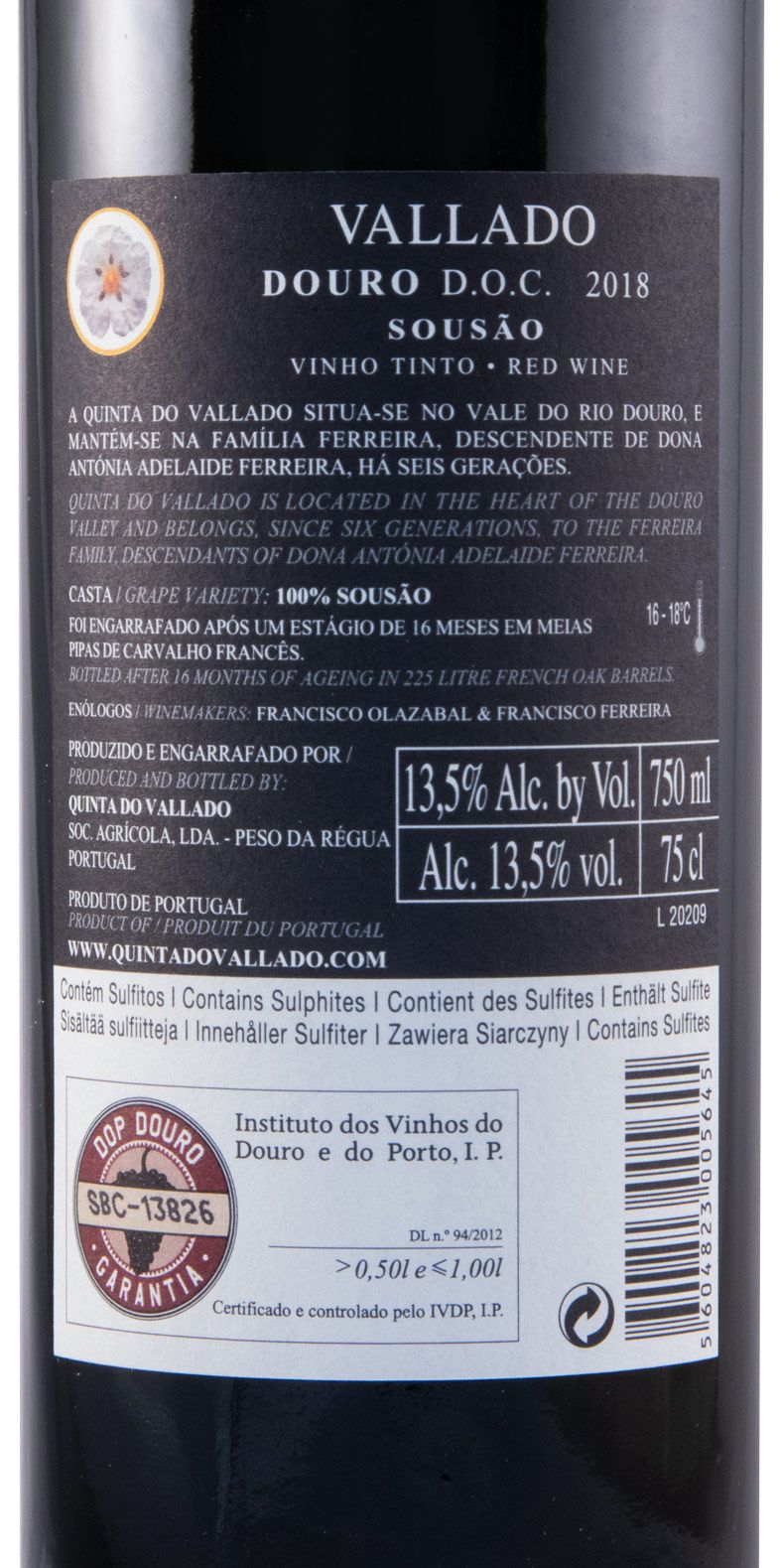 2018 Vallado Sousão tinto