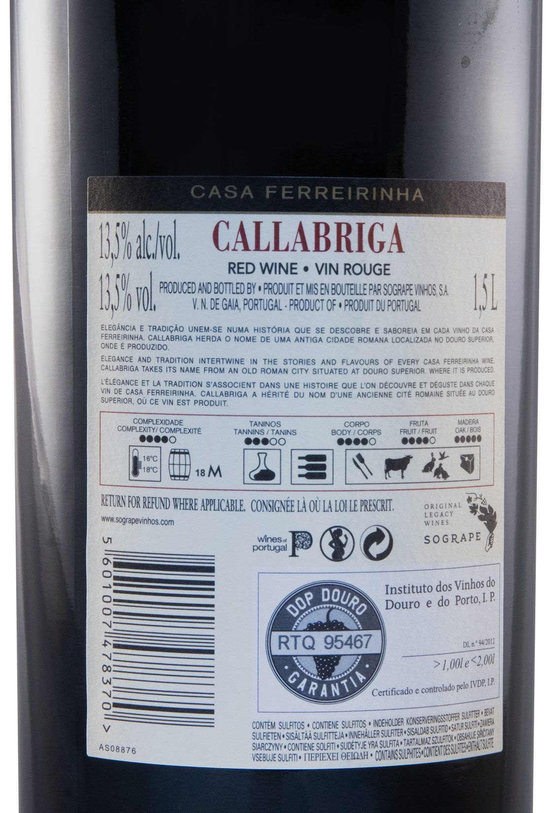 2018 Casa Ferreirinha Callabriga tinto 1,5L