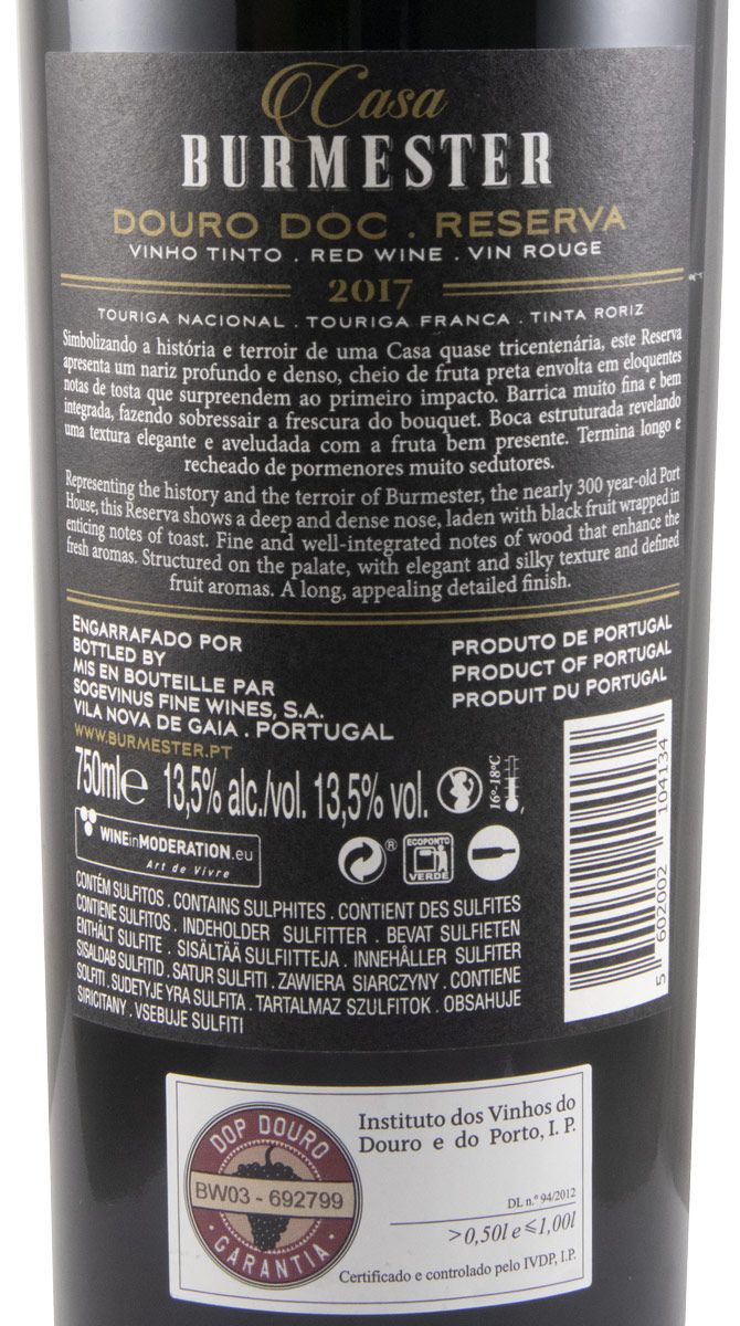 2017 Burmester Reserva tinto