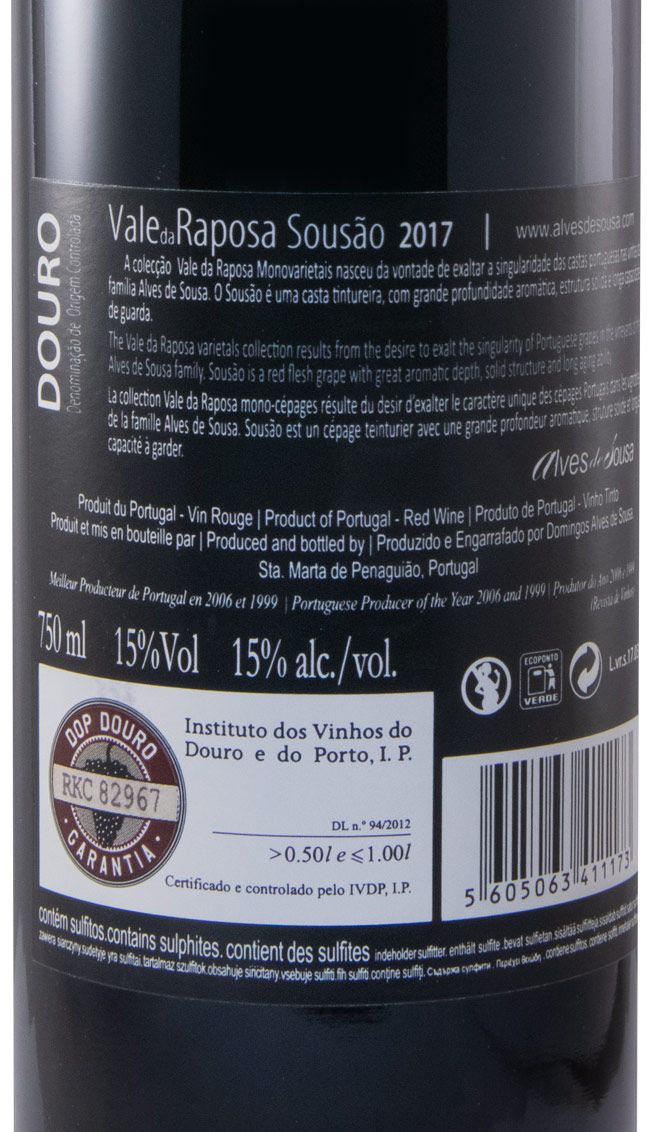 2017 Vale da Raposa Sousão red