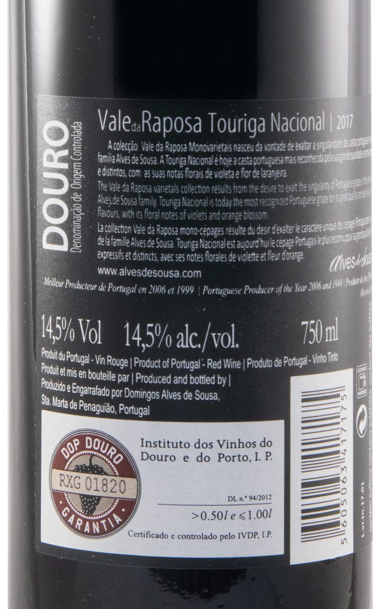 2017 Alves de Sousa Vale da Raposa Touriga Nacional red