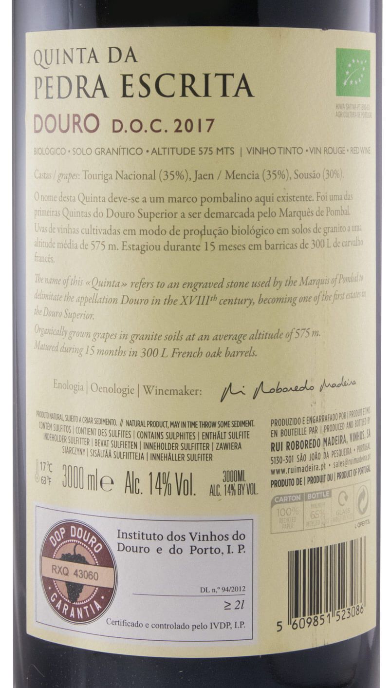 2017 Quinta da Pedra Escrita organic red 3L