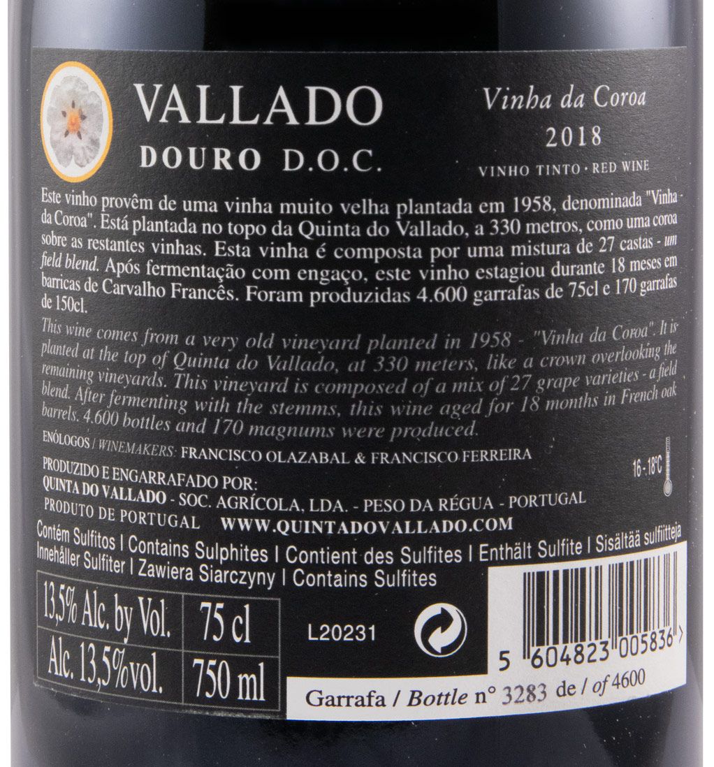 2018 Vallado Vinha da Coroa red