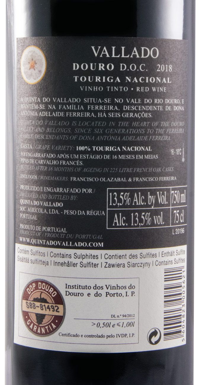2018 Vallado Touriga Nacional tinto
