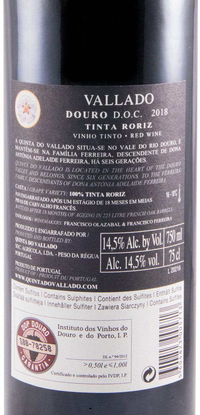 2018 Vallado Tinta Roriz red