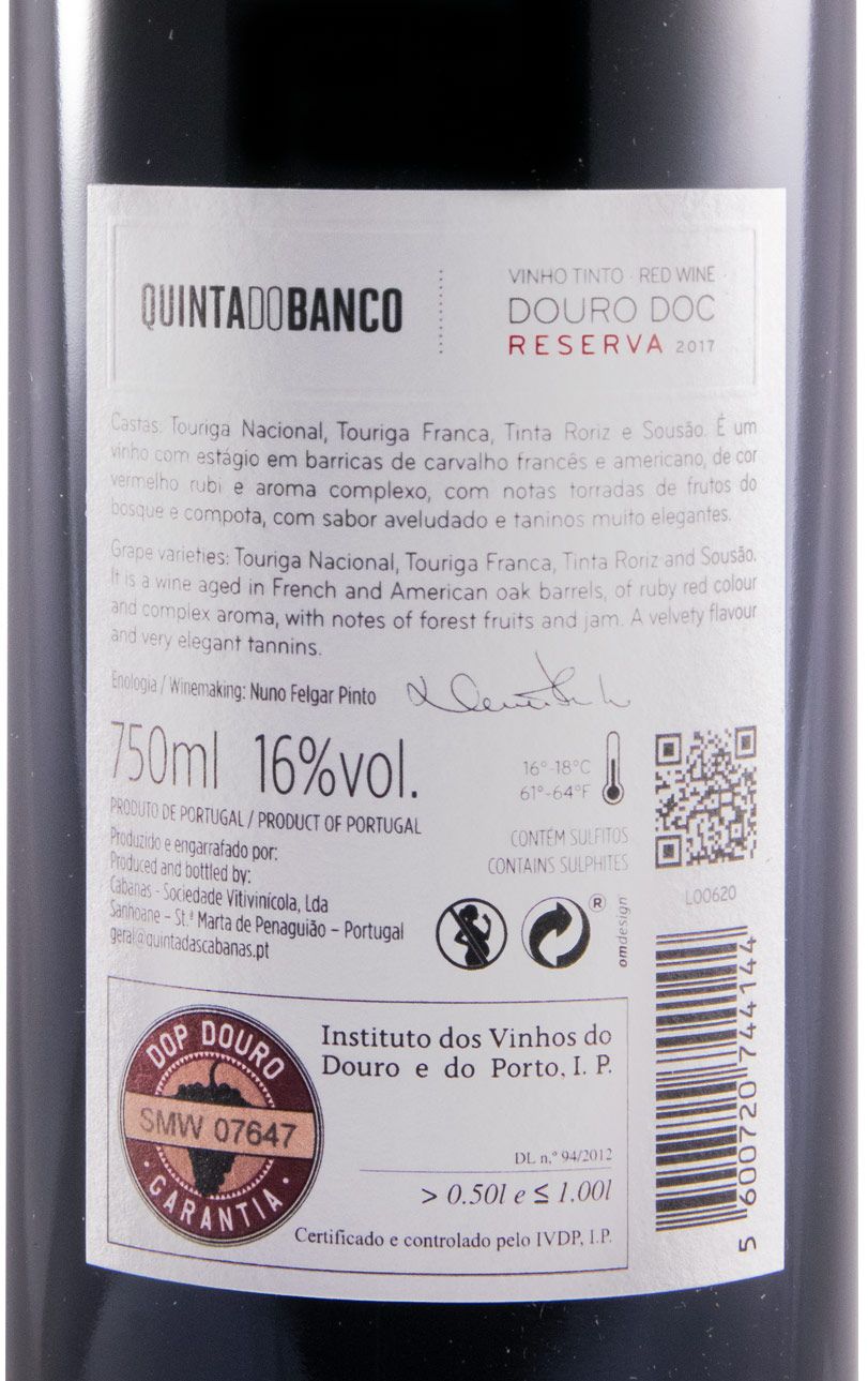 2017 Quinta do Banco Reserva tinto