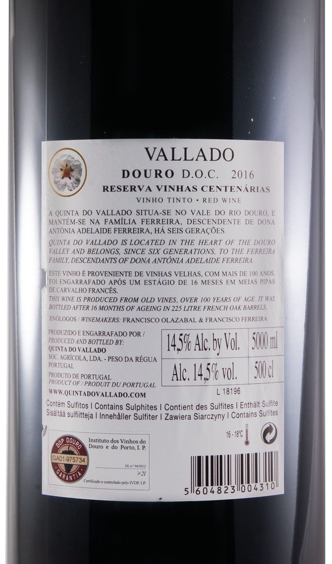 2016 Vallado Reserva tinto 5L