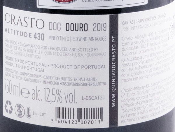 2019 Crasto Altitude 430 tinto