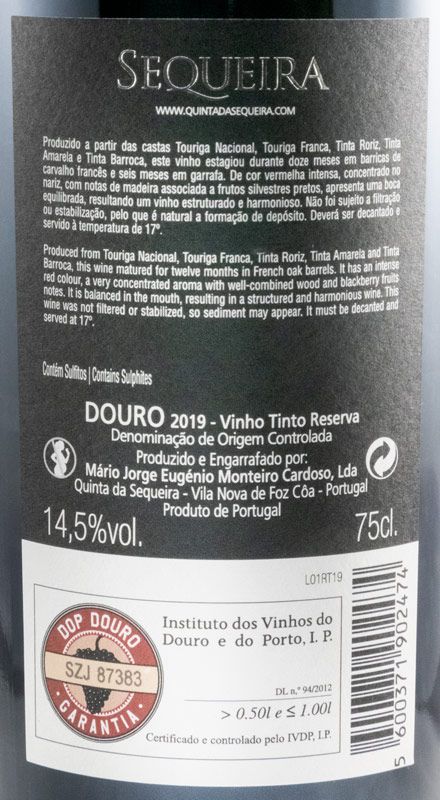 2019 Quinta da Sequeira Reserva tinto