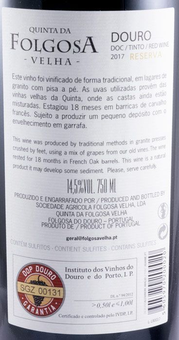 2017 Quinta da Folgosa Velha Reserva red