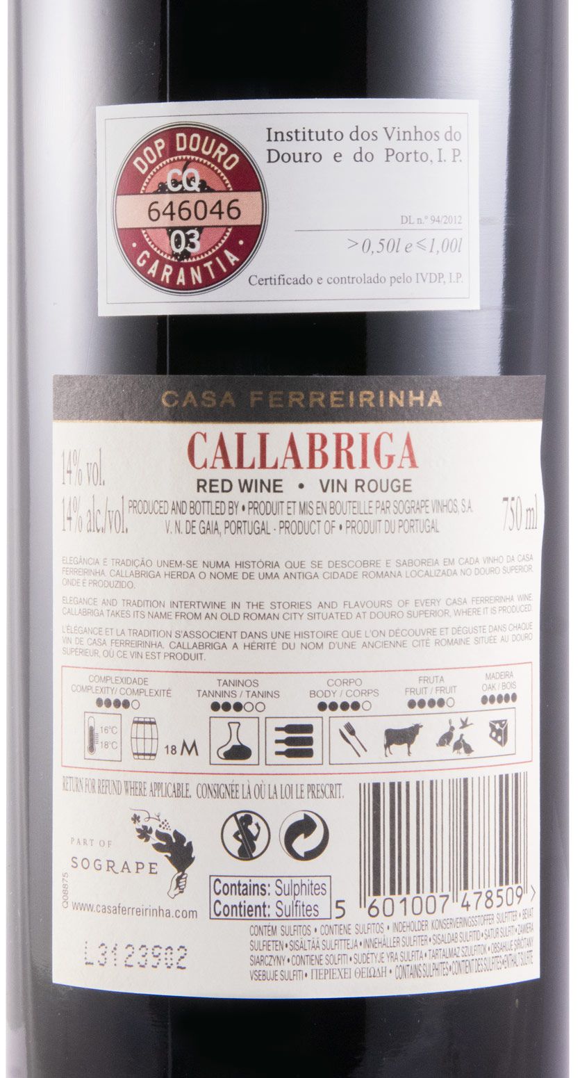 2019 Casa Ferreirinha Callabriga red