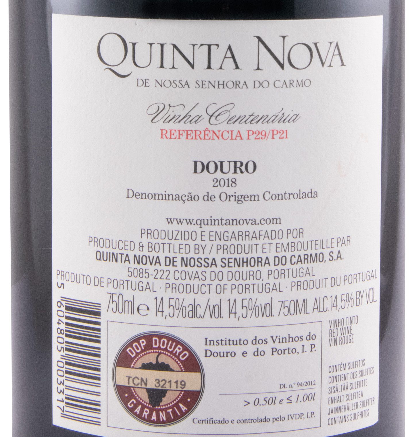 2018 Quinta Nova Vinha Centenária Referência P29/P21 tinto
