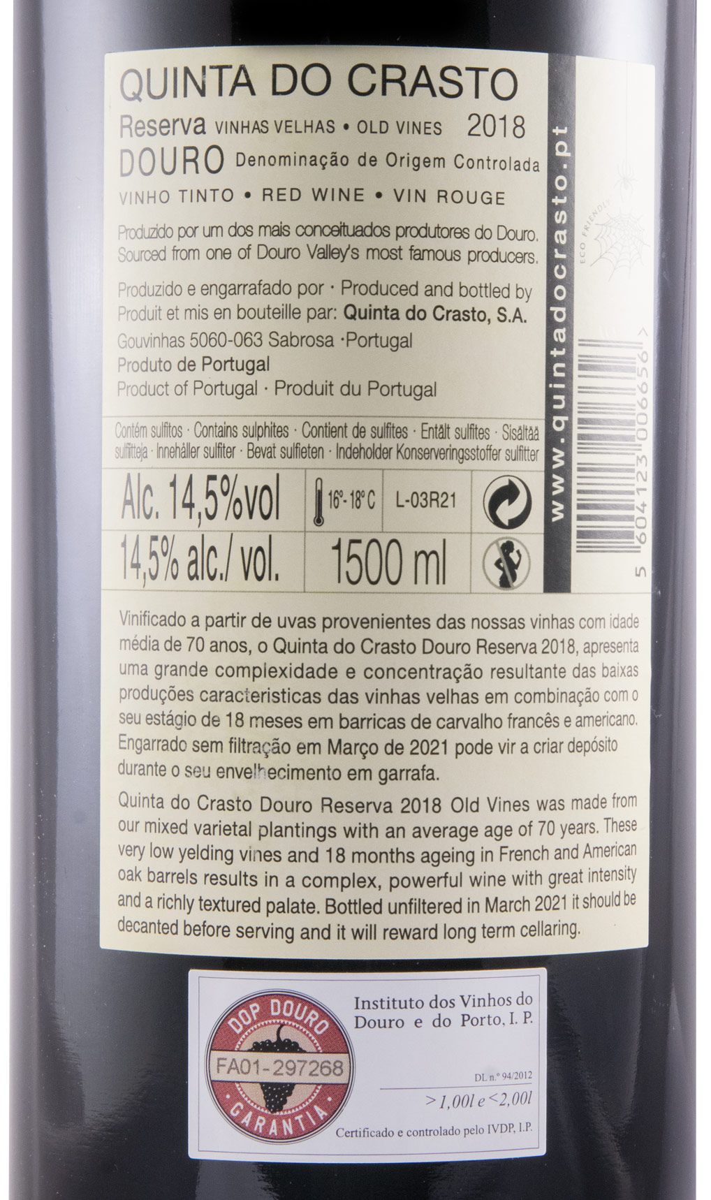 2018 Quinta do Crasto Vinhas Velhas Reserva tinto 1,5L