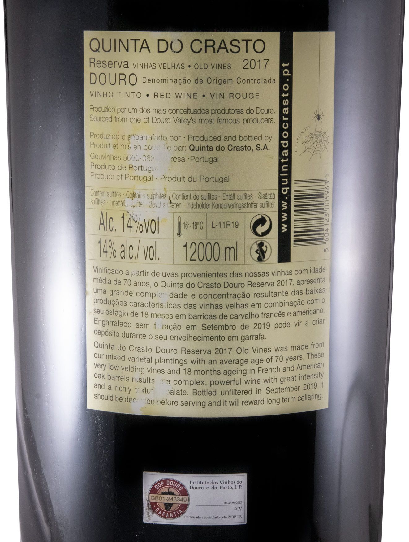 2017 Quinta do Crasto Vinhas Velhas Reserva tinto 12L