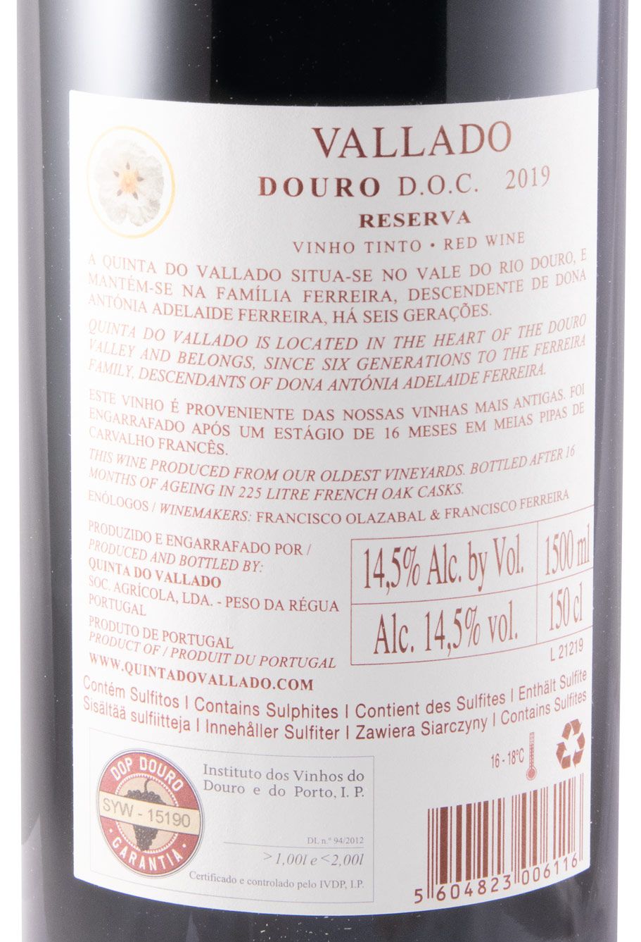 2019 Vallado Reserva tinto 1,5L