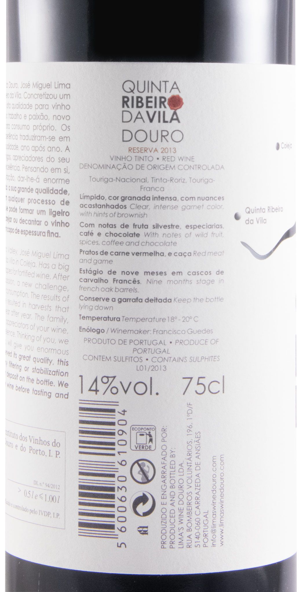 2013 Quinta Ribeiro da Vila red